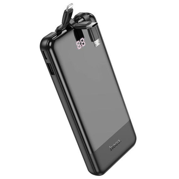 Зовнішній акумулятор (Power bank) Hoco J114 10000mAh з дисплеєм + кабеля 3в1 Type-C | Lightning | MicroUSB (Чорний)
