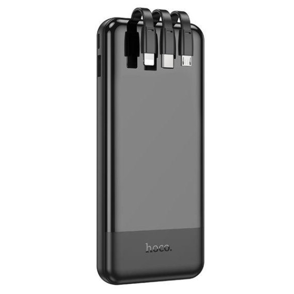 Зовнішній акумулятор (Power bank) Hoco J114 10000mAh з дисплеєм + кабеля 3в1 Type-C | Lightning | MicroUSB (Чорний)