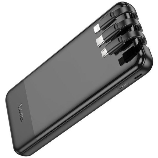 Зовнішній акумулятор (Power bank) Hoco J114 10000mAh з дисплеєм + кабеля 3в1 Type-C | Lightning | MicroUSB (Чорний)