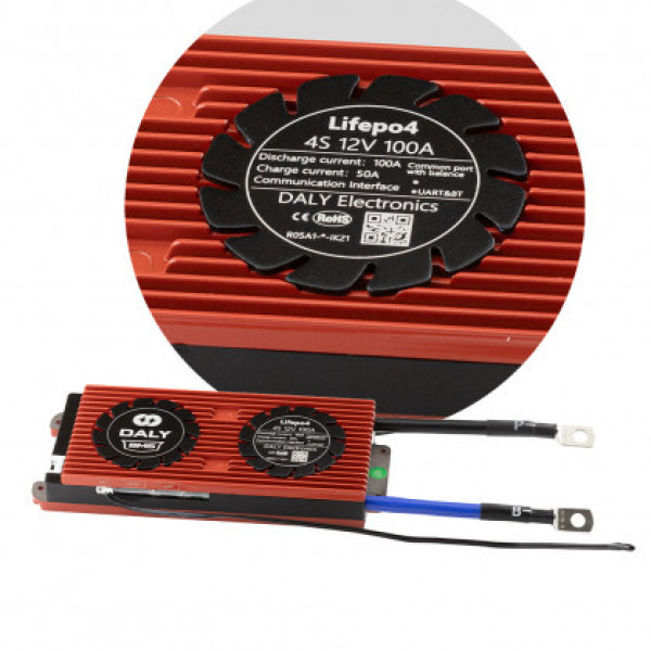 Плата BMS Daly Smart Li-ion 4S 12V 100A (Bluetooth, Балансир, Вологозахист, UART, Кнопка включення)
