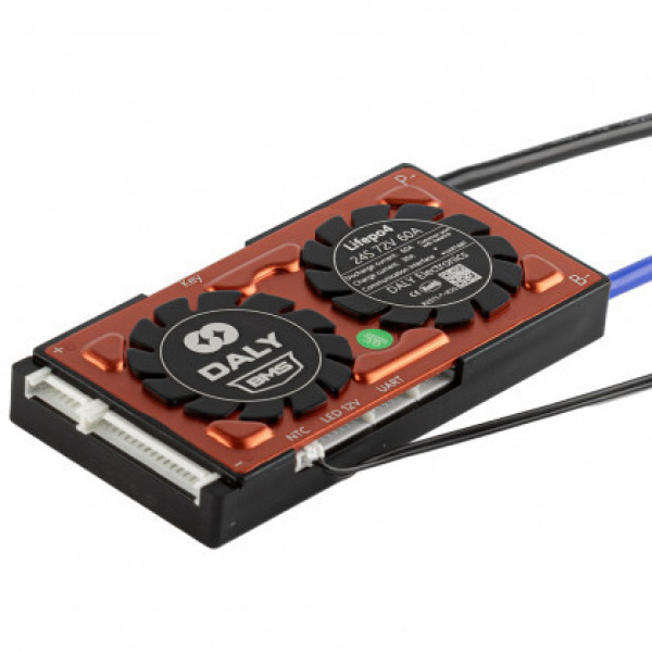 Плата BMS Daly Smart LiFePo4 24S 72V 60A (Bluetooth, Балансир, Вологозахист, UART, Кнопка включення)