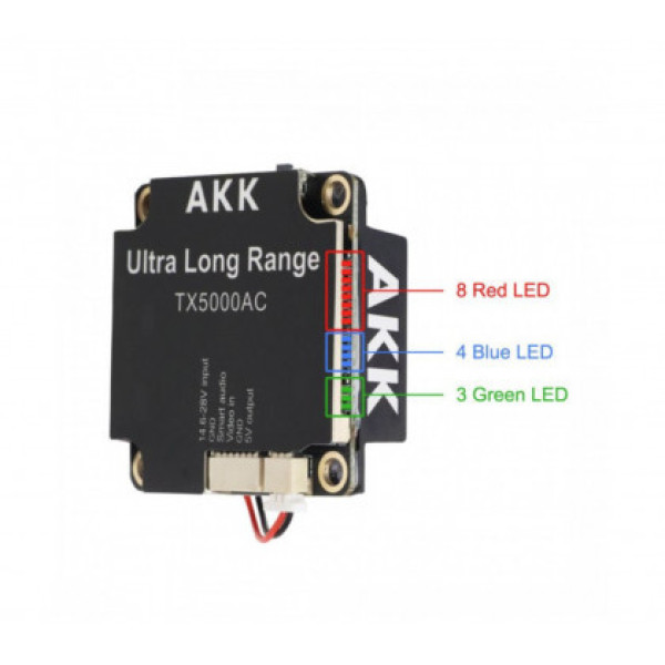 Відеопередавач AKK Ultra Long Range TX500AC, 5W, 25/200/500/1000/3000/5000 mW, 4900-6000 MHz, 96 каналів