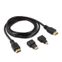 HDMI кабель 1.5m у комплекті з перехідниками mini-HDMI | micro-HDMI (Чорний)