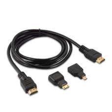 HDMI кабель 1.5m у комплекті з перехідниками mini-HDMI | micro-HDMI (Чорний)