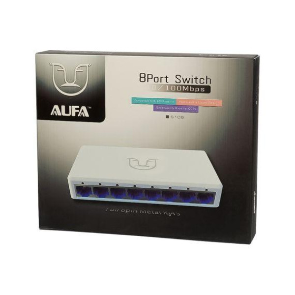 Комутатор Alfa S108 switch 10/ 100Mbps 8 потів (Білий)