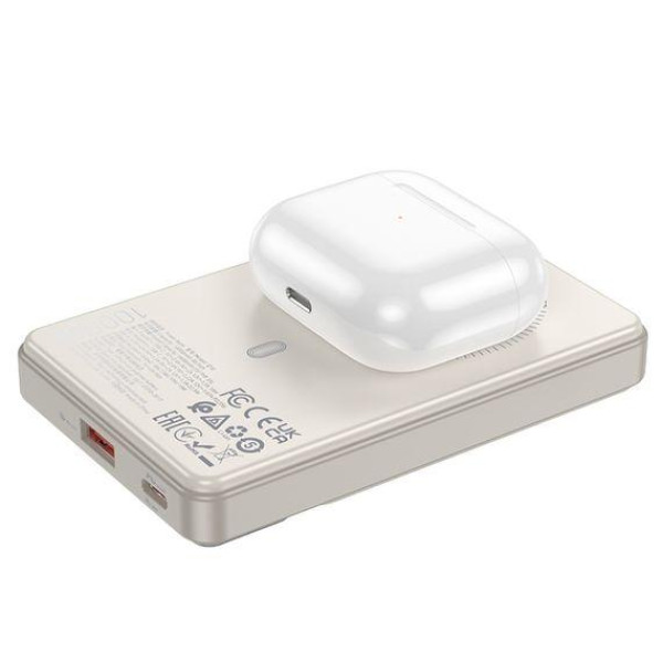 Зовнішній акумулятор (Power bank) Hoco Q18 10000mAh PD 22.5W магнітний з функцією бездротової зарядки (Білий)