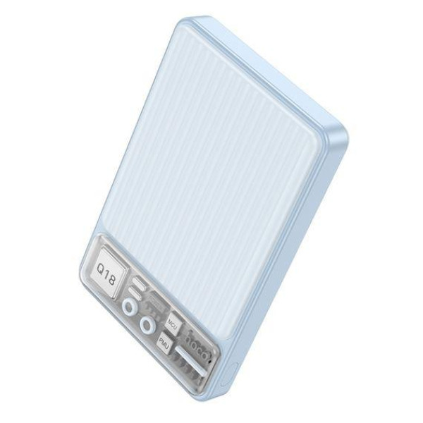Зовнішній акумулятор (Power bank) Hoco Q18 10000mAh PD 22.5W магнітний з функцією бездротової зарядки (Голубий)
