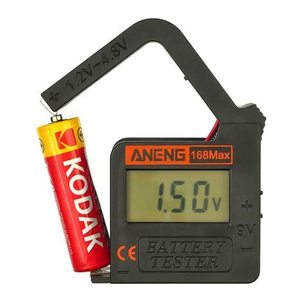 Тестер батарейок і акумуляторів Aneng 168 Max із РК-дисплеєм (1.2V~4.8V, 9V)