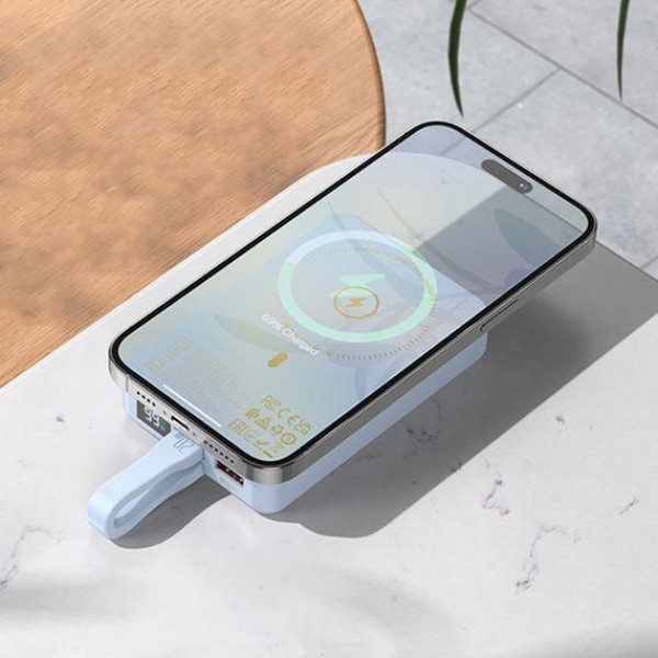 Зовнішній акумулятор (Power bank) Hoco Q24 10000mAh 22.5W PD 20W магнітний із функцією бездротової зарядки (blue)