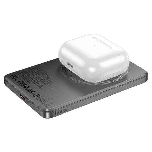Зовнішній акумулятор (Power bank) Hoco Q26 5000mAh PD 20W магнітний із функцією бездротової зарядки (Metal Gray)