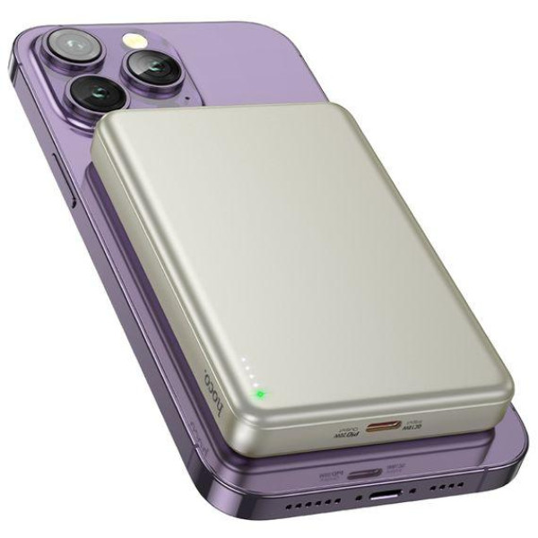 Зовнішній акумулятор (Power bank) Hoco Q26A 10000mAh PD 20W магнітний із функцією бездротової зарядки (titanium gold)