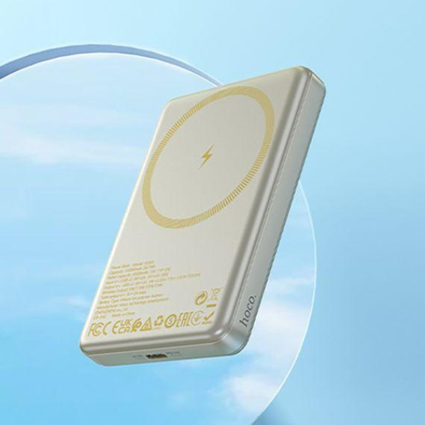 Зовнішній акумулятор (Power bank) Hoco Q26A 10000mAh PD 20W магнітний із функцією бездротової зарядки (titanium gold)
