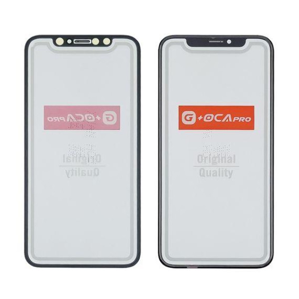 Скло дисплея з OCA плівкою та сiточкою для Apple iPhone X (Чорне) G+OCA Pro