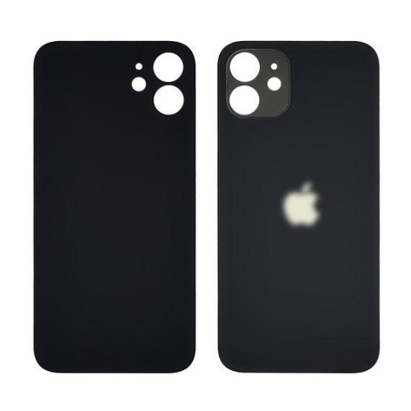Задня кришка (скло) для Apple iPhone 12, Black (Big hole)