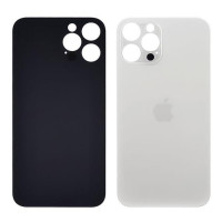 Задня кришка (скло) для Apple iPhone 12 Pro Max, Silver (Big hole)