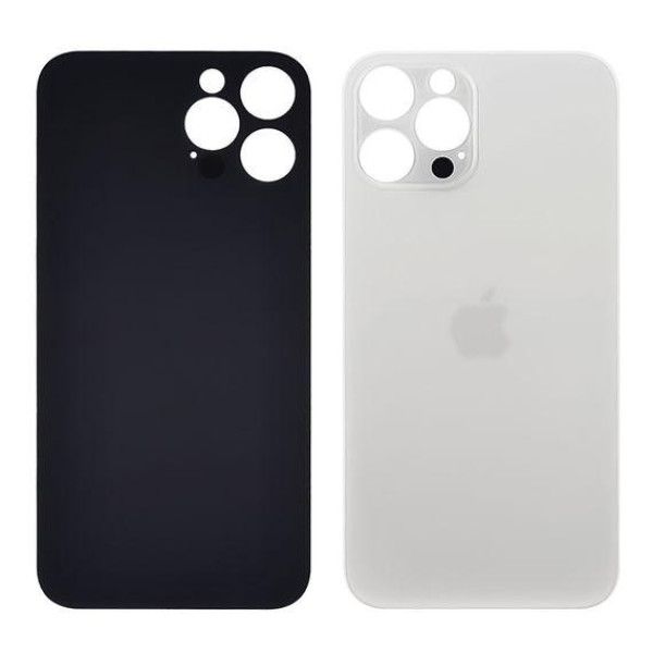 Задня кришка (скло) для Apple iPhone 12 Pro Max, Silver (Big hole)