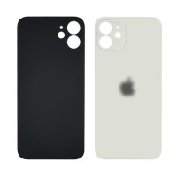 Задня кришка (скло) для Apple iPhone 12, White (Big hole)