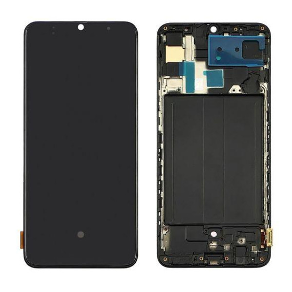 Дисплей Samsung A705 Galaxy A70 (2019) з сенсорним склом в рамці (Чорний) (OLED)