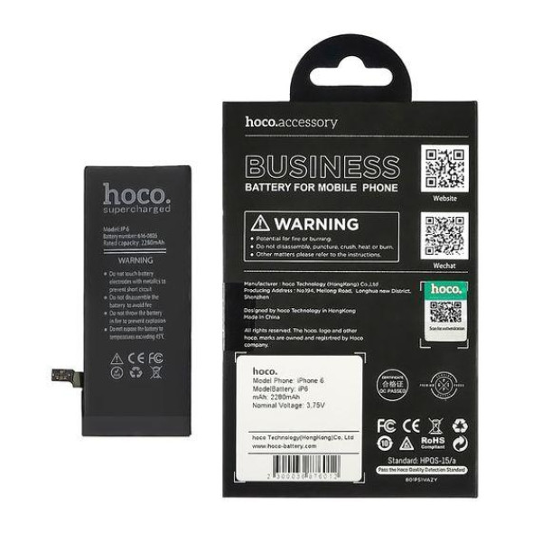 Акумулятор (АКБ) Hoco для Apple iPhone 6, посилений (2280 mAh)