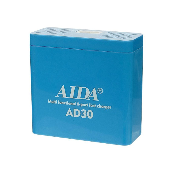 Зарядна станція з індикацією параметрів зарядки Aida AD30 (5 USB/1 Type-C, Fast Charge 3.0, 40W)