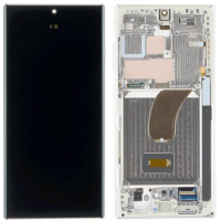 Дисплей для Samsung S918B Galaxy S23 Ultra з сенсорним склом (Чорний) в рамці (Срібній) OLED