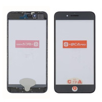 Скло дисплея з OCA плівкою, рамкою та сiточкою для Apple iPhone 8 Plus (Чорне) G+OCA Pro