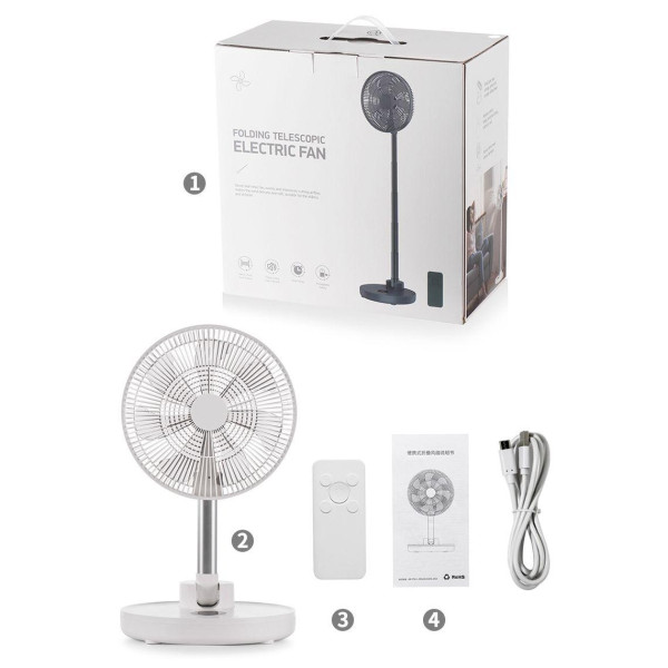 Настільний | підлоговий бездротовий вентилятор GXQC D1201 (white)
