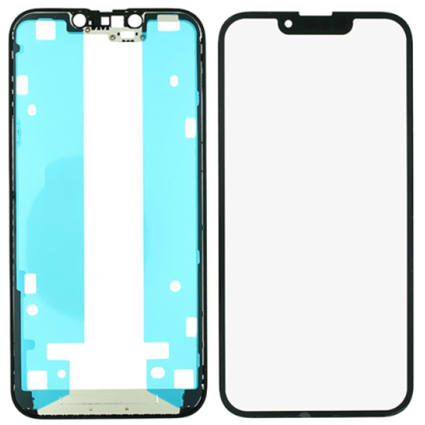 Скло дисплея з OCA плівкою та рамкою для Apple iPhone 13 (Чорне)