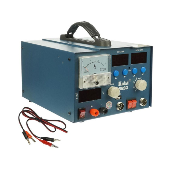 Паяльна станція Kaisi 863D, фен, паяльник, блок живлення 15V 3A, USB A 5V 2A