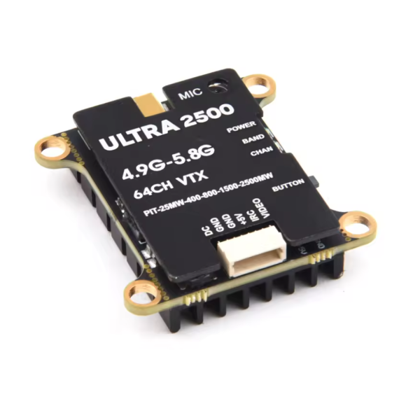 Ultra 2500 VTX 4.9G–5.8G 2.5W, 25мВт/400мВт/800мВт/1500мВт/2500мВт, Pit mode, на 64 канали