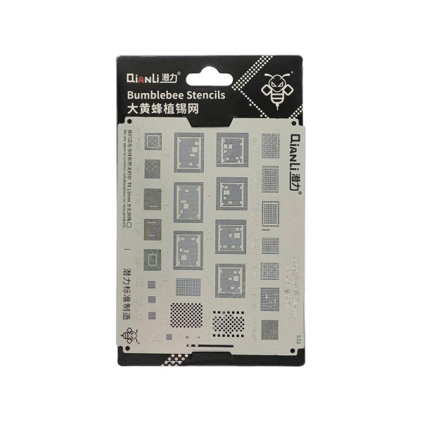 Трафарет BGA QianLi QS532 iPhone Universal 01, IP X-15 (WiFi, Baseband, Nand, NFC, A11-A17)