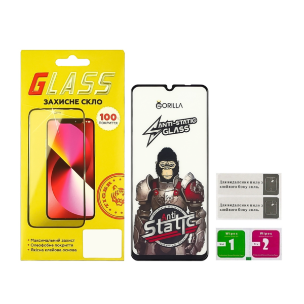 Захисне скло для Xiaomi Redmi 10C/ 12C/ 10 Power/ Poco C40 Full Glue Anti-Static (0.3 мм, чорне)