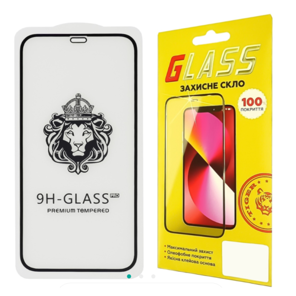 Захисне скло для Apple iPhone 12/ 12 Pro Full Glue Lion (0.3 мм, 2.5D, чорне)