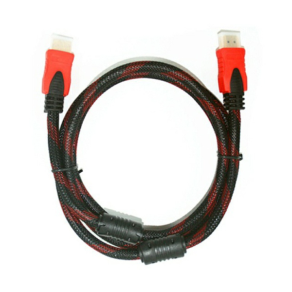 HDMI кабель 3m з нейлоновим обплетенням та позолоченими конекторами (Чорно-червоний)