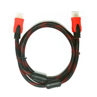HDMI кабель 5m з нейлоновим обплетенням та позолоченими конекторами (Чорно-Червоний)
