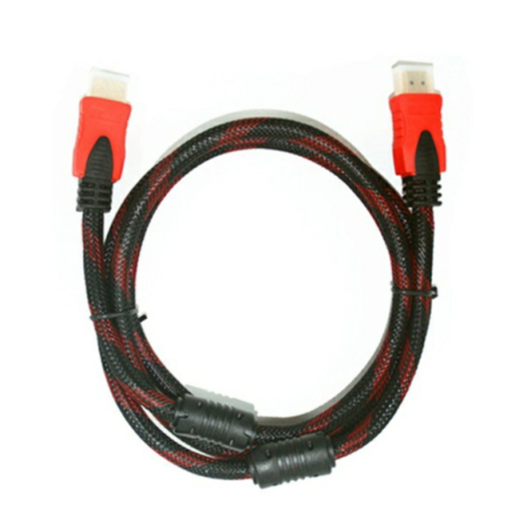 HDMI кабель 5m з нейлоновим обплетенням та позолоченими конекторами (Чорно-Червоний)