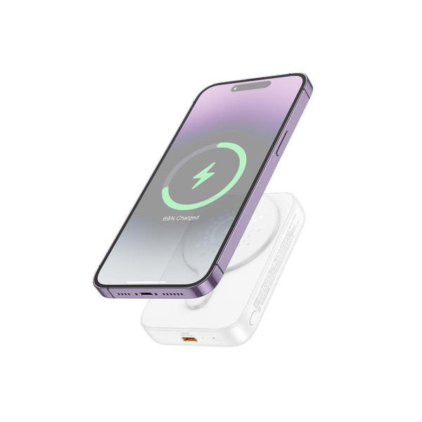 Зовнішній акумулятор (Power bank) Hoco J117A 10000mAh магнітний з функцією бездротової зарядки (Білий)