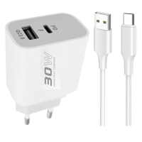 Зарядний пристрій з шнуром Konfulon C89Q + Type-C | DL49 (30W)
