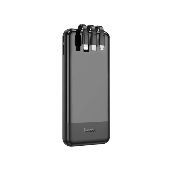 Павербанк Hoco J114 10000mAh з дисплеєм + кабелі 3в1 Type-C| Lightning| MicroUSB (Чорний)