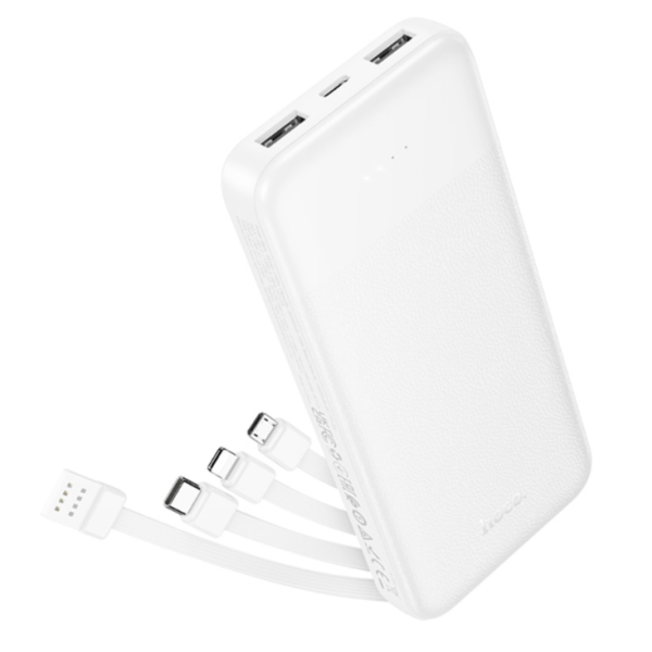 Павербанк Hoco J163 10000mAh + кабеля 4в1 USB-А| Lightnin| Type-C| MicroUSB (Білий)