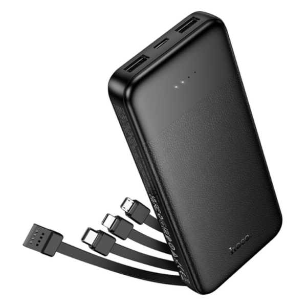 Павербанк Hoco J163 10000mAh + кабеля 4в1 USB-А| Lightning| Type-C| MicroUSB (Чорний)