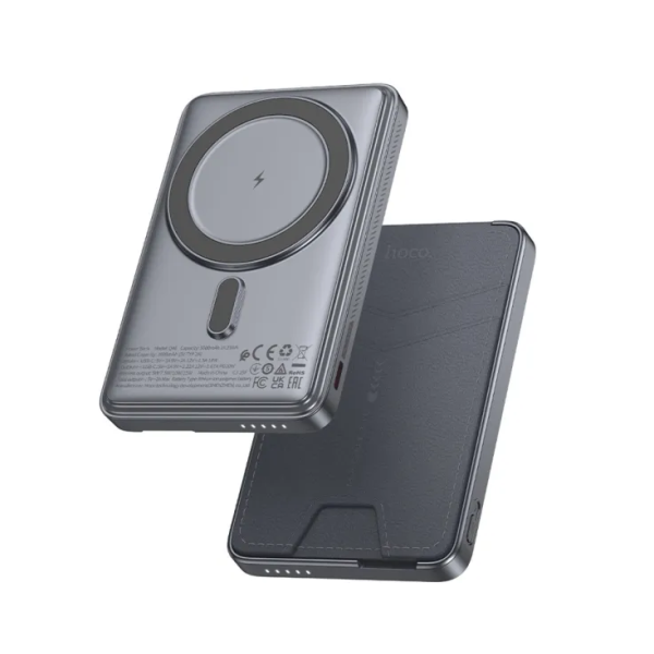 Павербанк Hoco Q46 5000mAh PD 20W 3в1 магнітний з функцією бездротової зарядки (Металевий сірий)