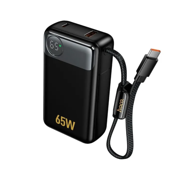 Павербанк Hoco Q53 12000mAh PD 65W з дисплеєм, з кабелем Type-C (Чорний)