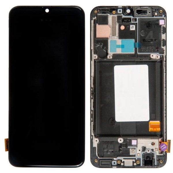 Дисплей для Samsung SM-A405F Galaxy A40 (2019) с сенсорным стеклом в рамке (Черный) OLED