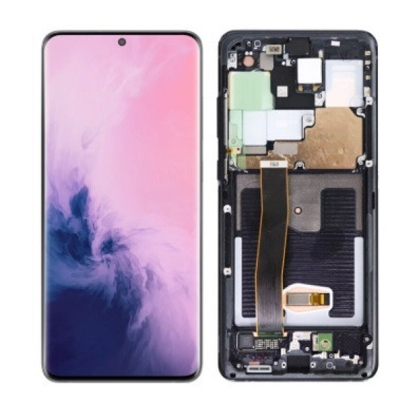 Дисплей для Samsung G988 | Galaxy S20 Ultra с сенсорным стеклом в рамке (Черный) Оригинал
