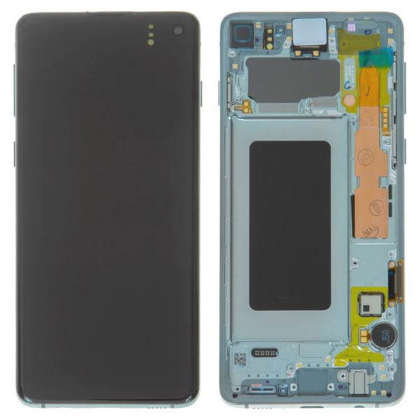 Дисплей для Samsung G973 Galaxy S10 Prism с сенсорным стеклом в рамке (Зеленый) Сервисный оригинал