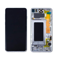 Дисплей для Samsung G973 Galaxy S10 Prism с сенсорным стеклом в рамке (Белый) Оригинал Китай