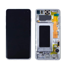 Дисплей для Samsung G973 Galaxy S10 Prism с сенсорным стеклом в рамке (Белый) Оригинал Китай