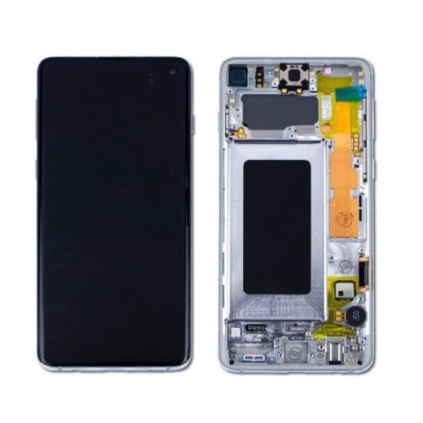 Дисплей для Samsung G973 Galaxy S10 Prism с сенсорным стеклом в рамке (Белый) Оригинал Китай