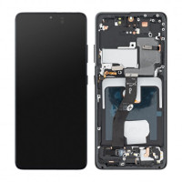 Дисплей Samsung G998 | Galaxy S21 Ultra с сенсорным стеклом в рамке (Черный) Сервисный оригинал